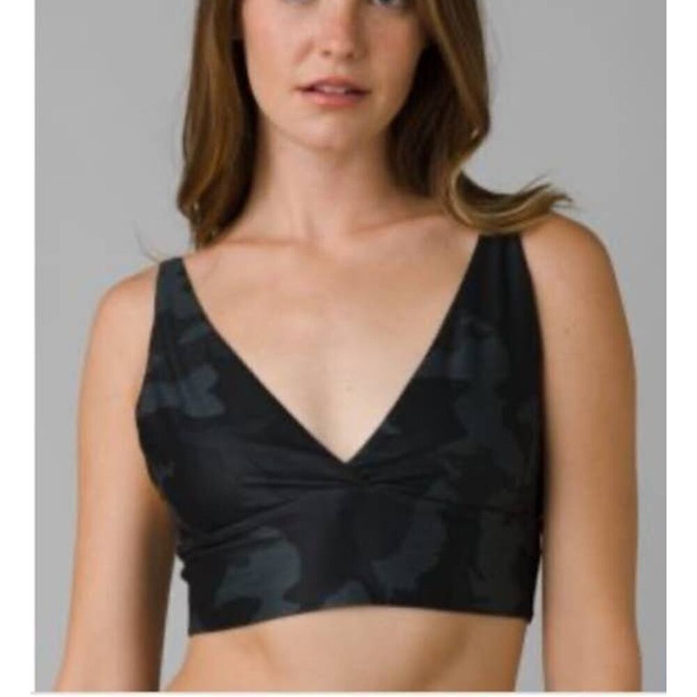 Prana Layna Brami Sport Bra Comfortable Camo Black Size XL NWT